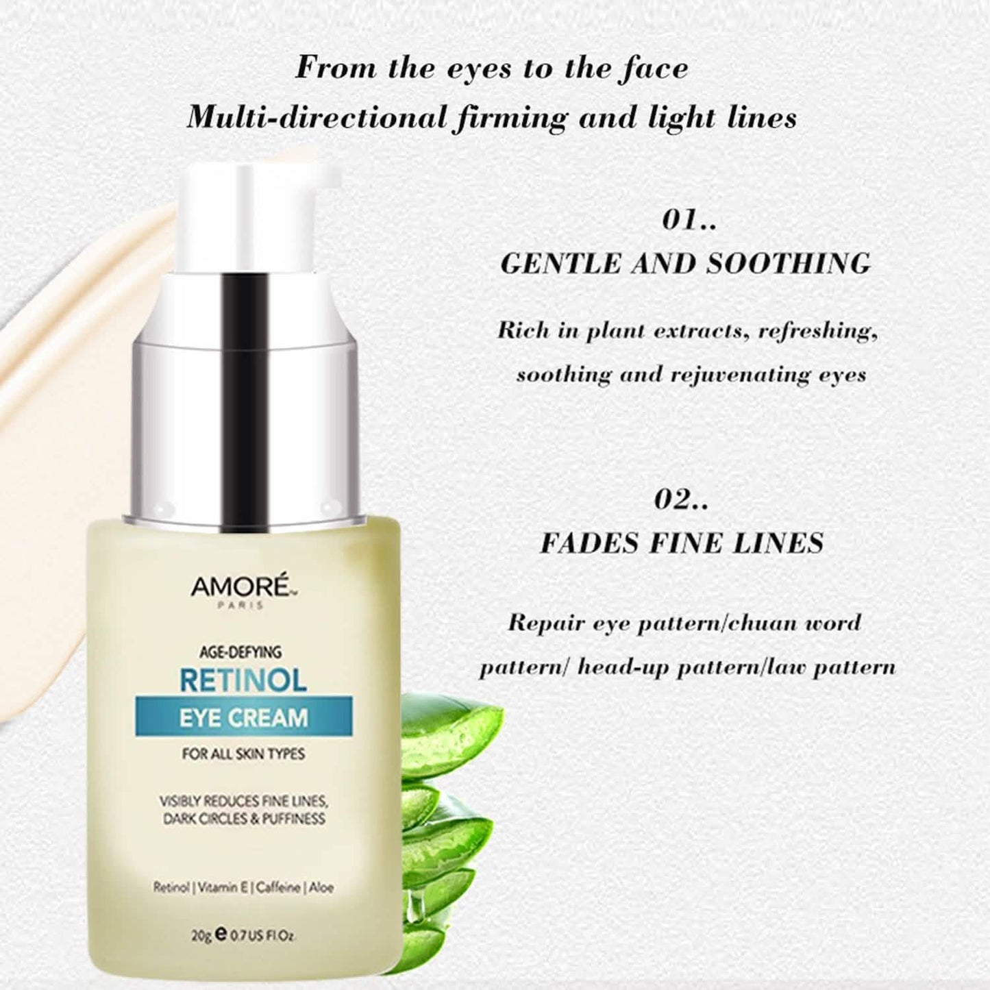 Anti-Aging Soothing Retinol Eye Cream A with Aloe, Hyaluronic Acid and Vitamin E DailySale