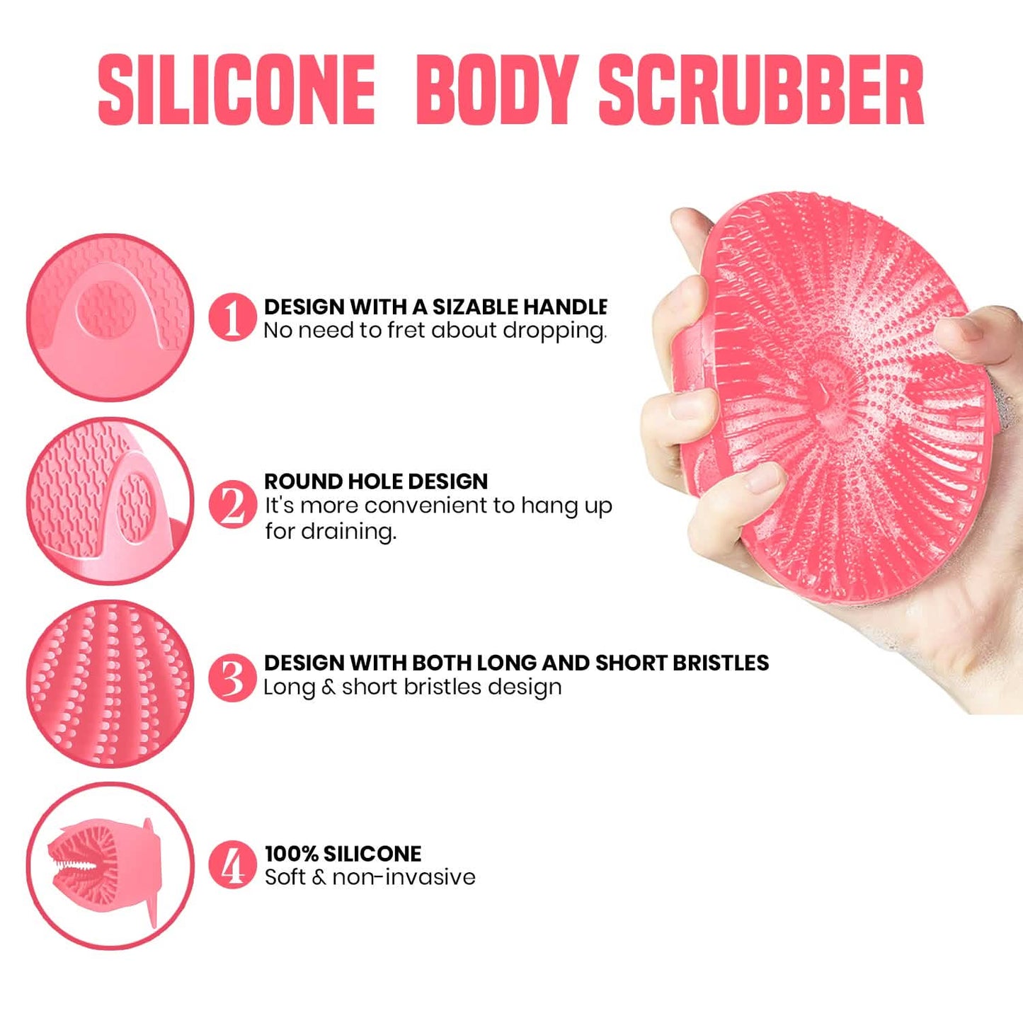 Antimicrobial Silicone Non Slip Exfoliating Body Scrubber DailySale