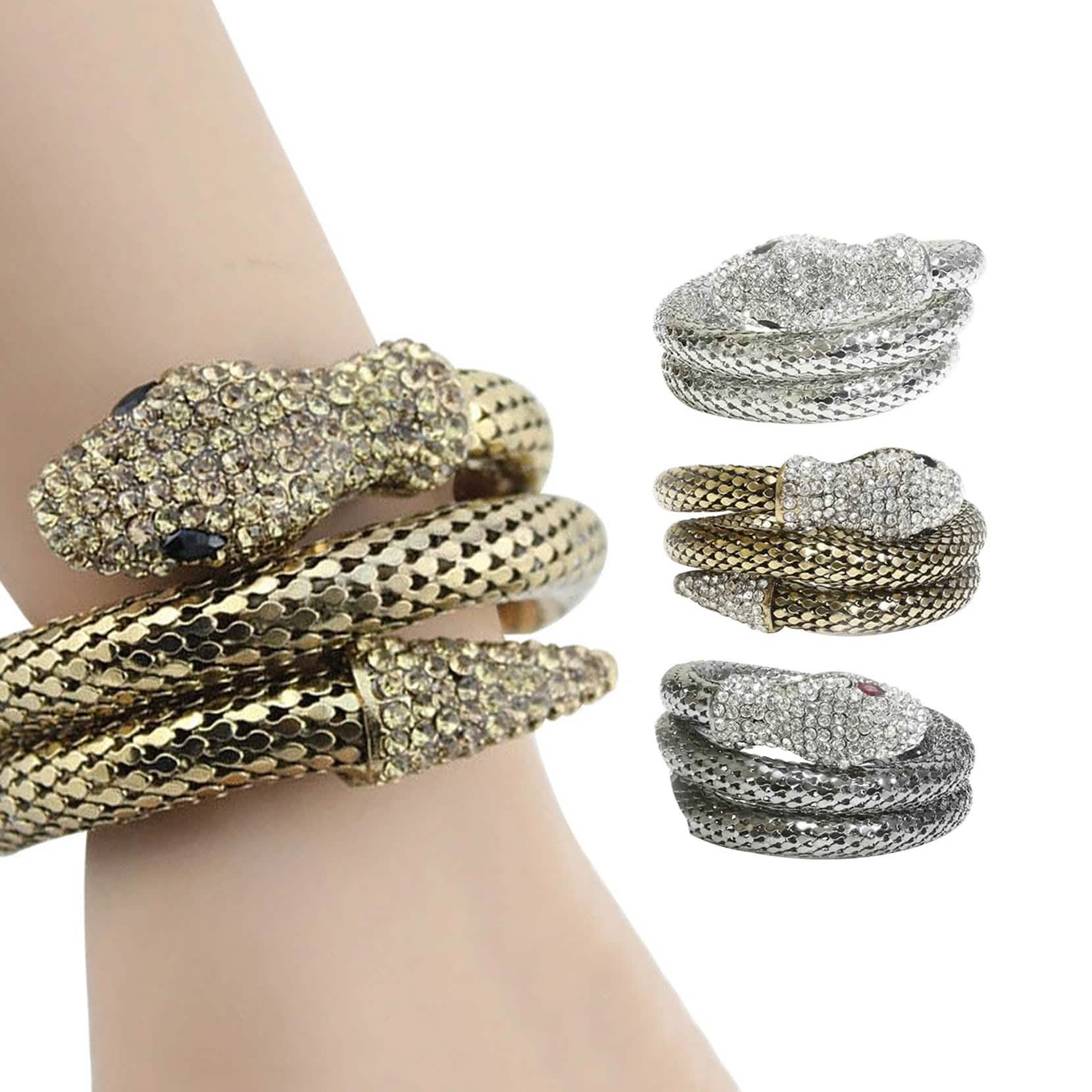 Exotic Designer Sultry Crystal Snake Bracelet DailySale