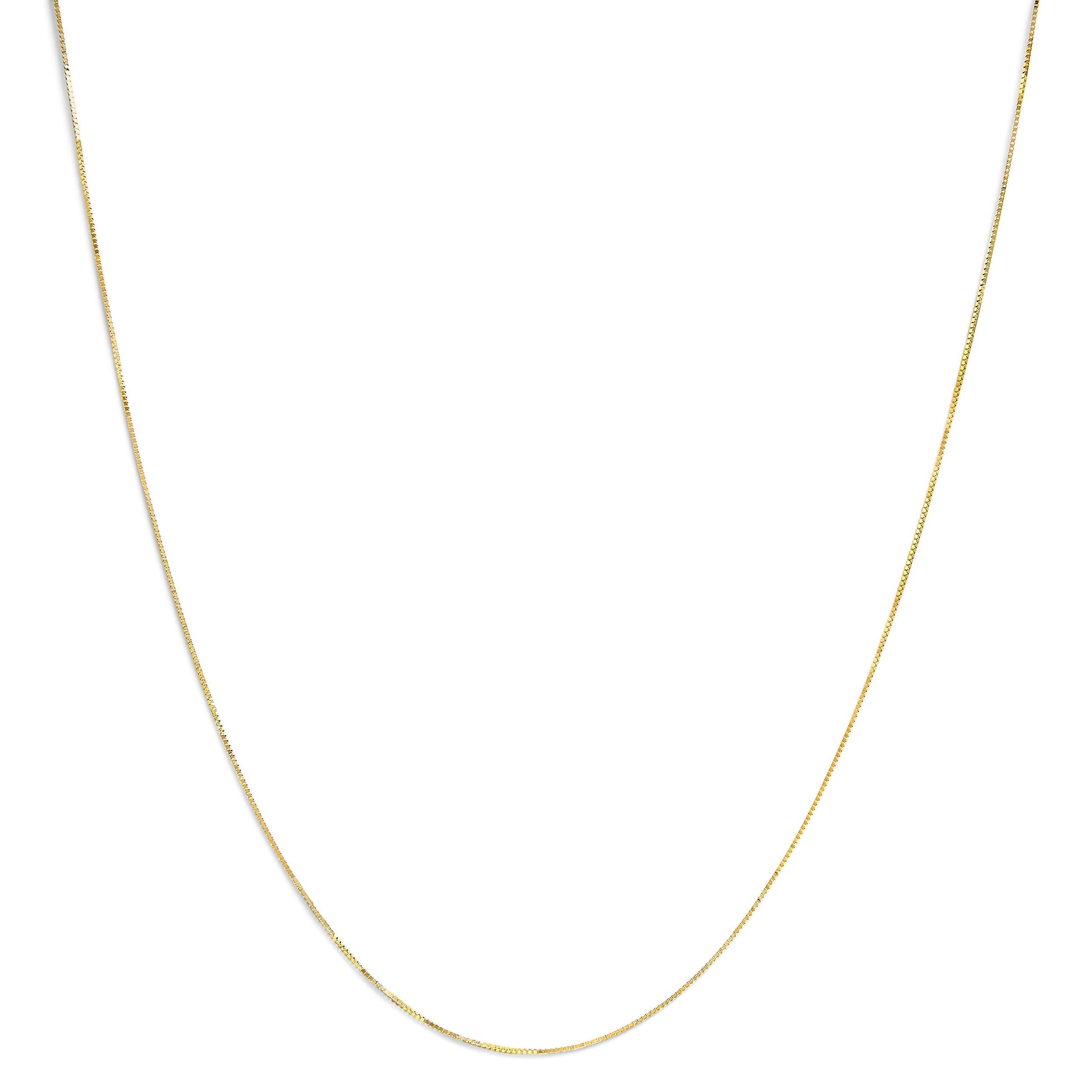 Solid 14K Yellow Gold 0.75mm Classic Box Chain Necklace. Unisex Chain - Size 16 Inches Bids.com