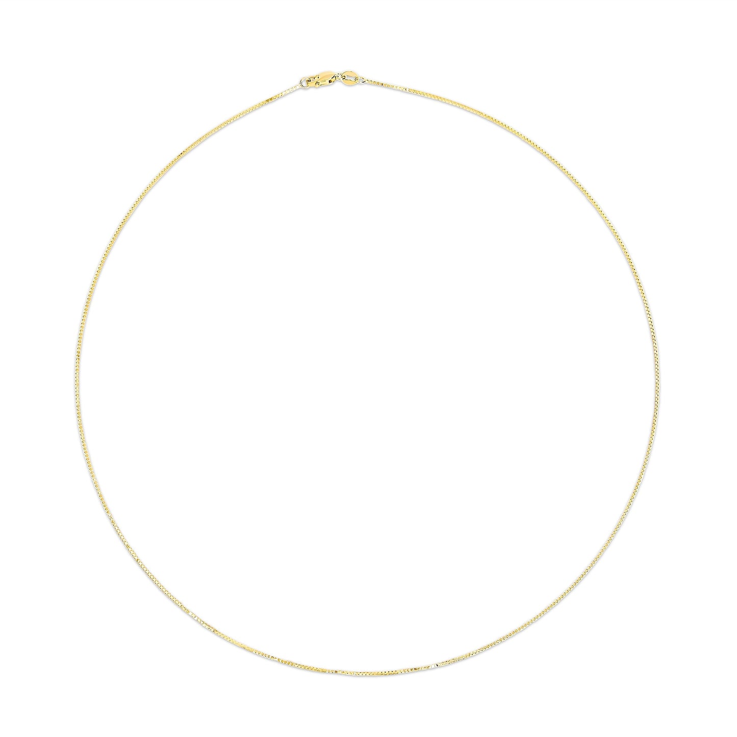 Solid 14K Yellow Gold 0.75mm Classic Box Chain Necklace. Unisex Chain - Size 16 Inches Bids.com