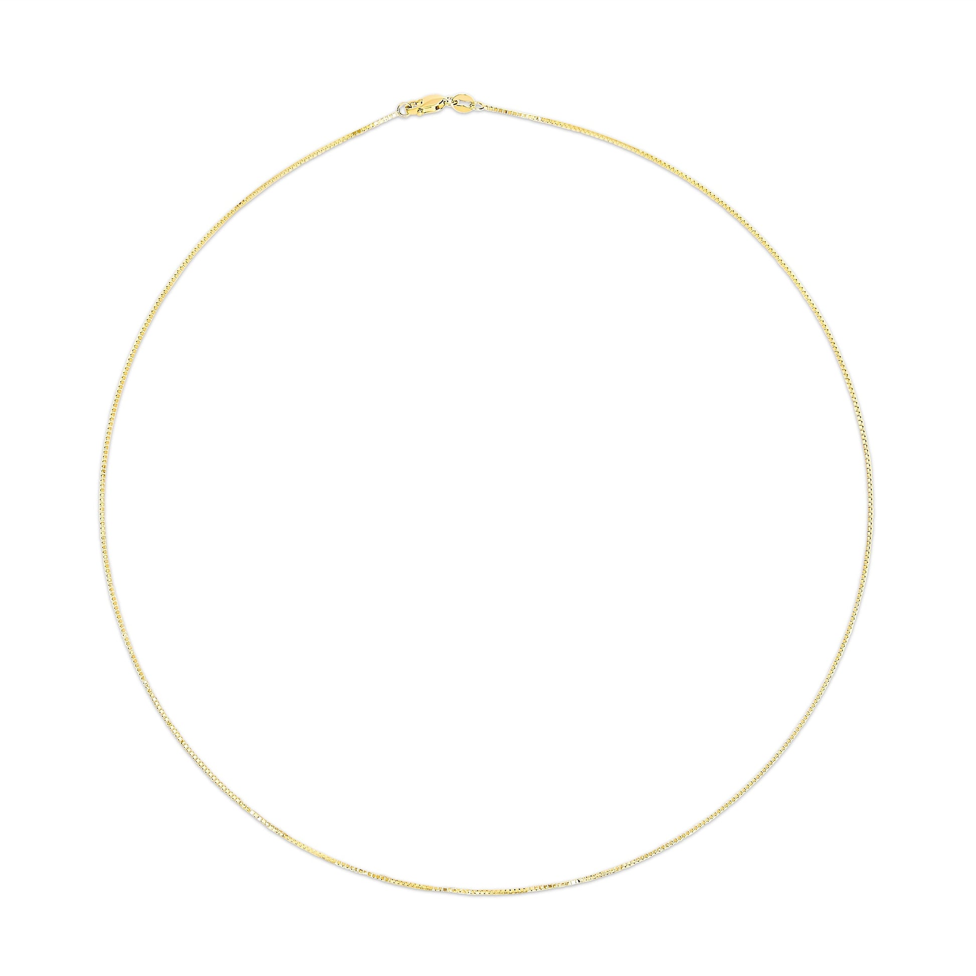 Solid 14K Yellow Gold 0.75mm Classic Box Chain Necklace. Unisex Chain - Size 16 Inches Bids.com