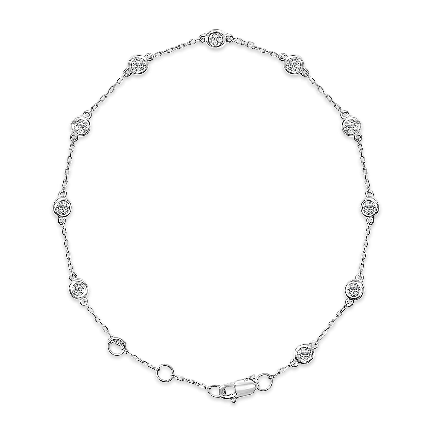 14K White Gold 1/2 Cttw Bezel Set Lab Grown Diamond Station Bracelet Bids.com
