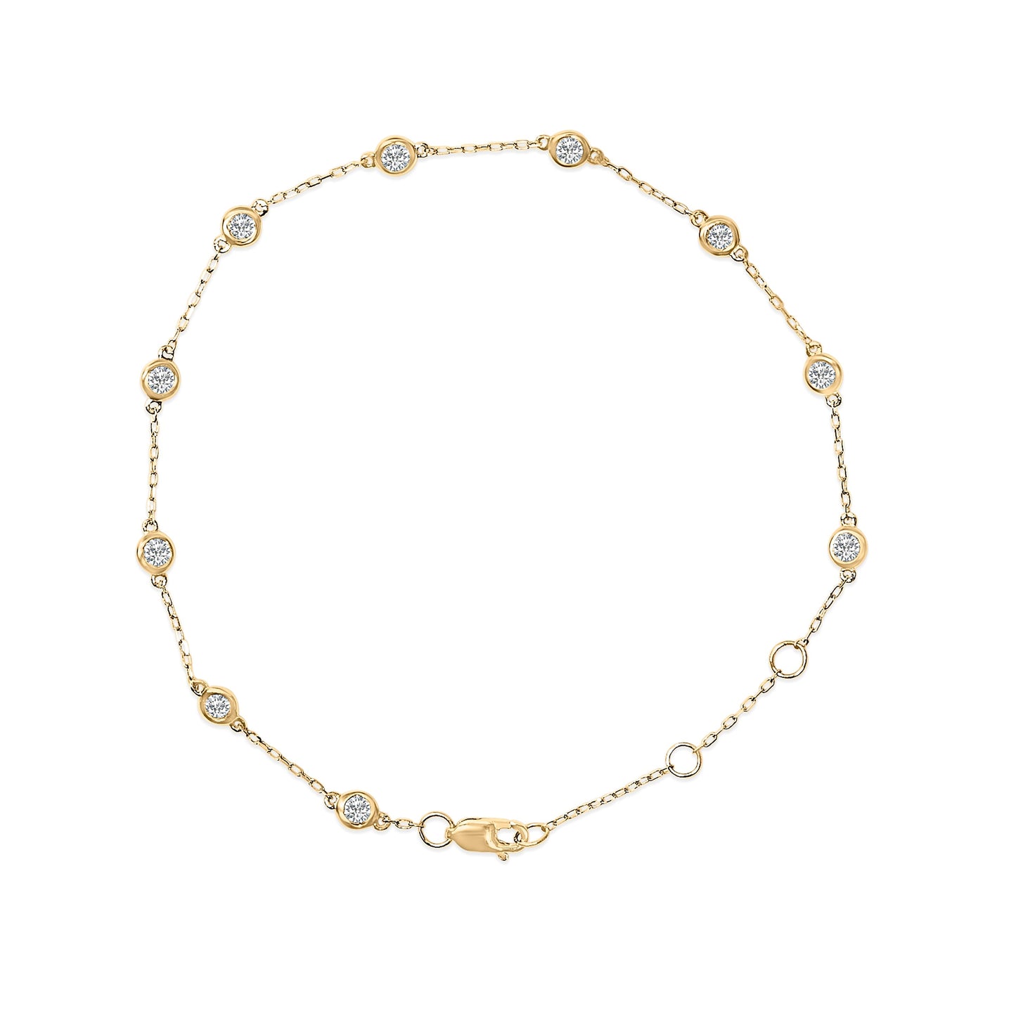 14K White Gold 1/2 Cttw Bezel Set Lab Grown Diamond Station Bracelet Bids.com