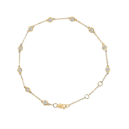 14K White Gold 1/2 Cttw Bezel Set Lab Grown Diamond Station Bracelet Bids.com