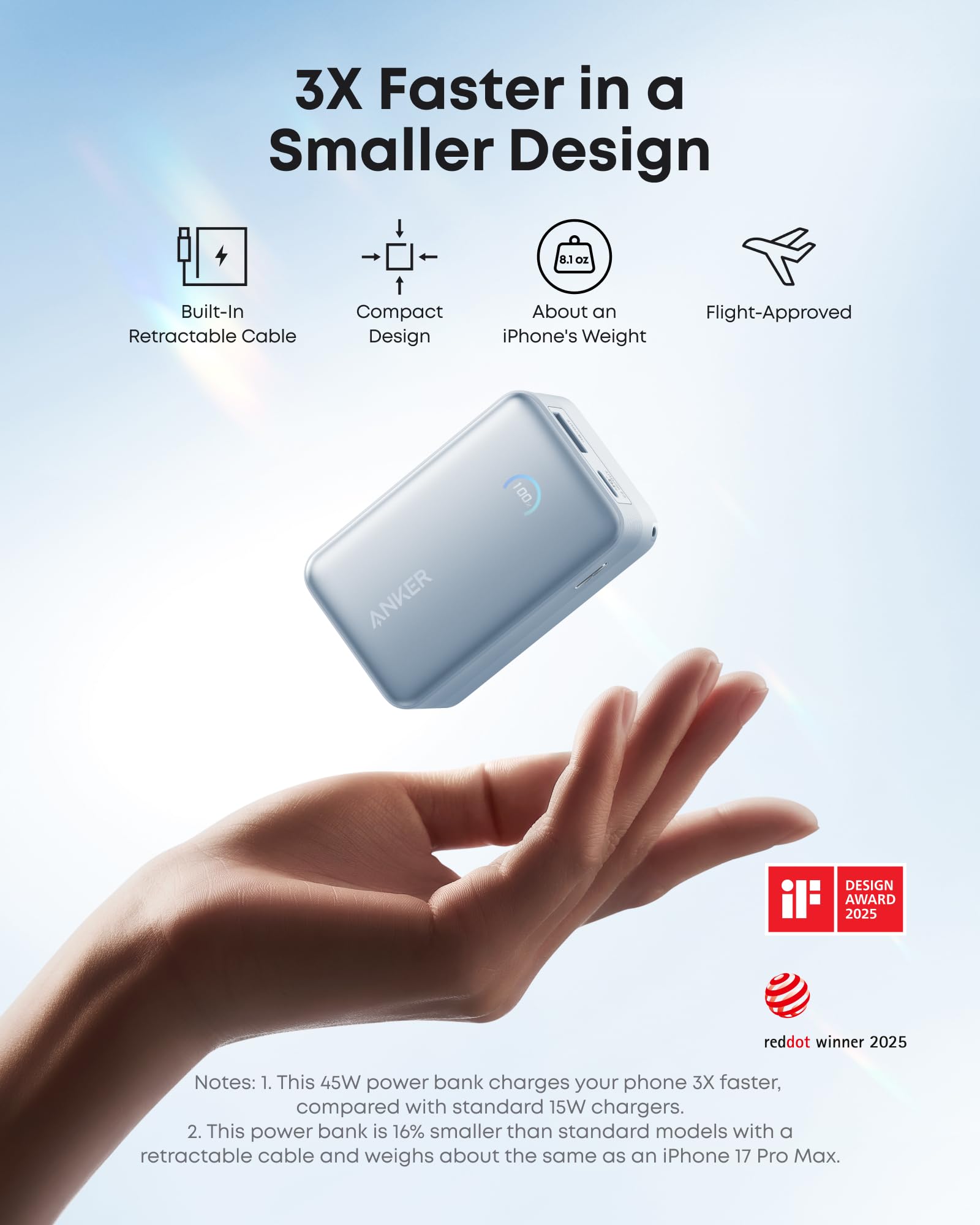 Anker Nano Power Bank (10K, 45W, Built-In Retractable USB-C Cable) Anker