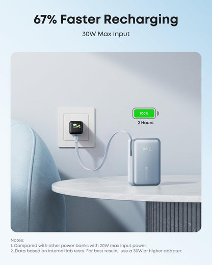 Anker Nano Power Bank (10K, 45W, Built-In Retractable USB-C Cable) Anker