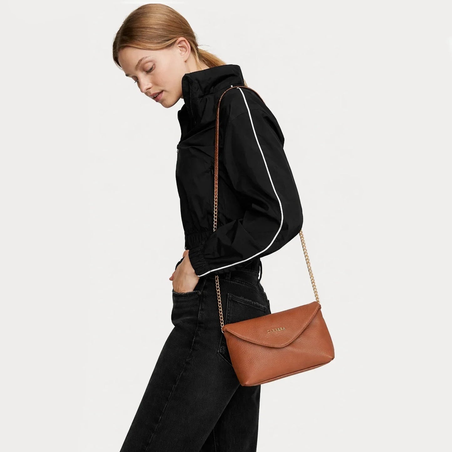 Carrera Lunera Women’s Leather Bag – Floater Leather Women’s Shoulder & Crossbody Bag with Chain Strap for Everyday Elegance | Minimal & Handcrafted Mizuri Leather