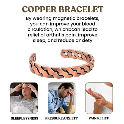 Adjustable Cuff Copper Magnetic Therapy Bracelet Bangle for Men and Women Twisted Design DailySale