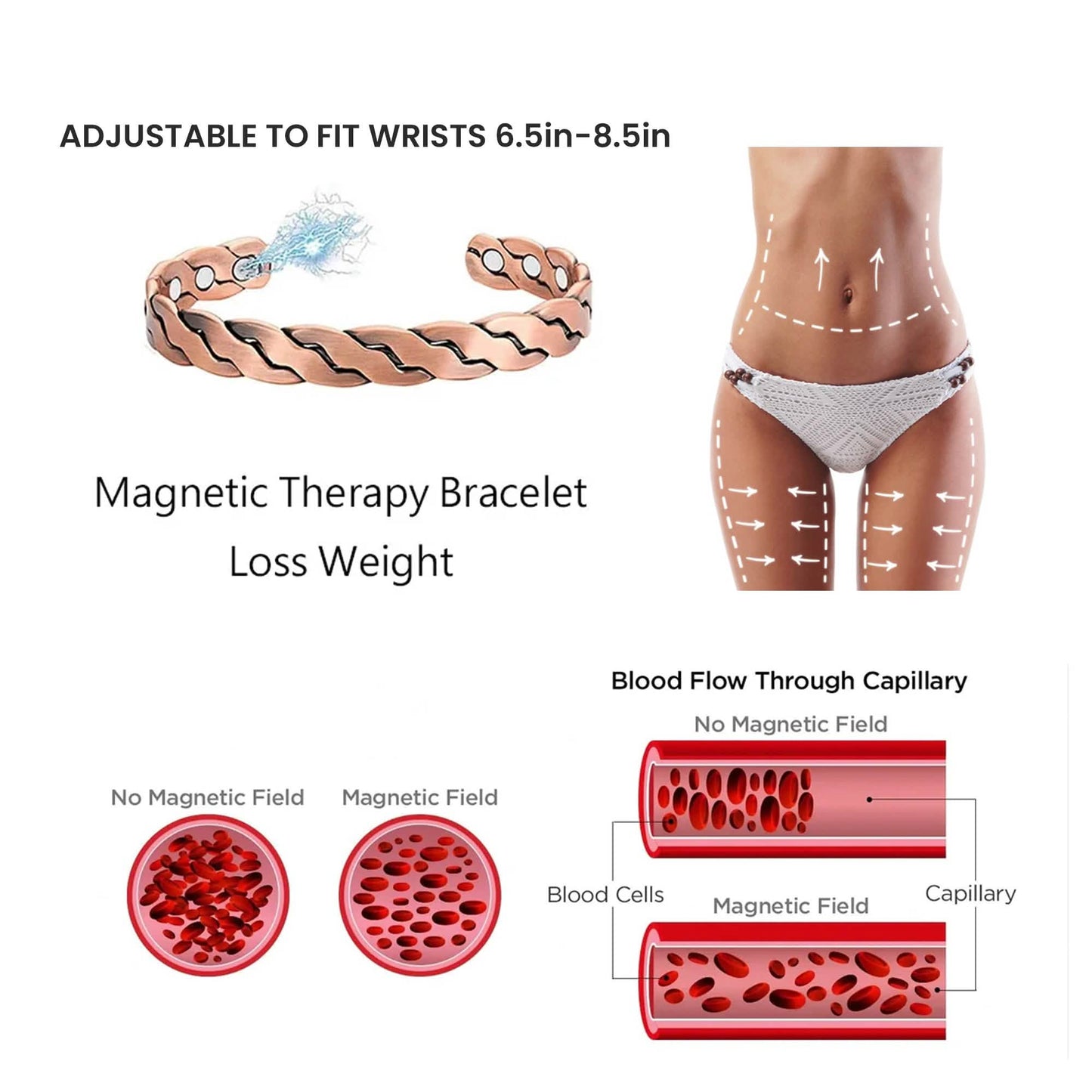Adjustable Cuff Copper Magnetic Therapy Bracelet Bangle for Men and Women Twisted Design DailySale