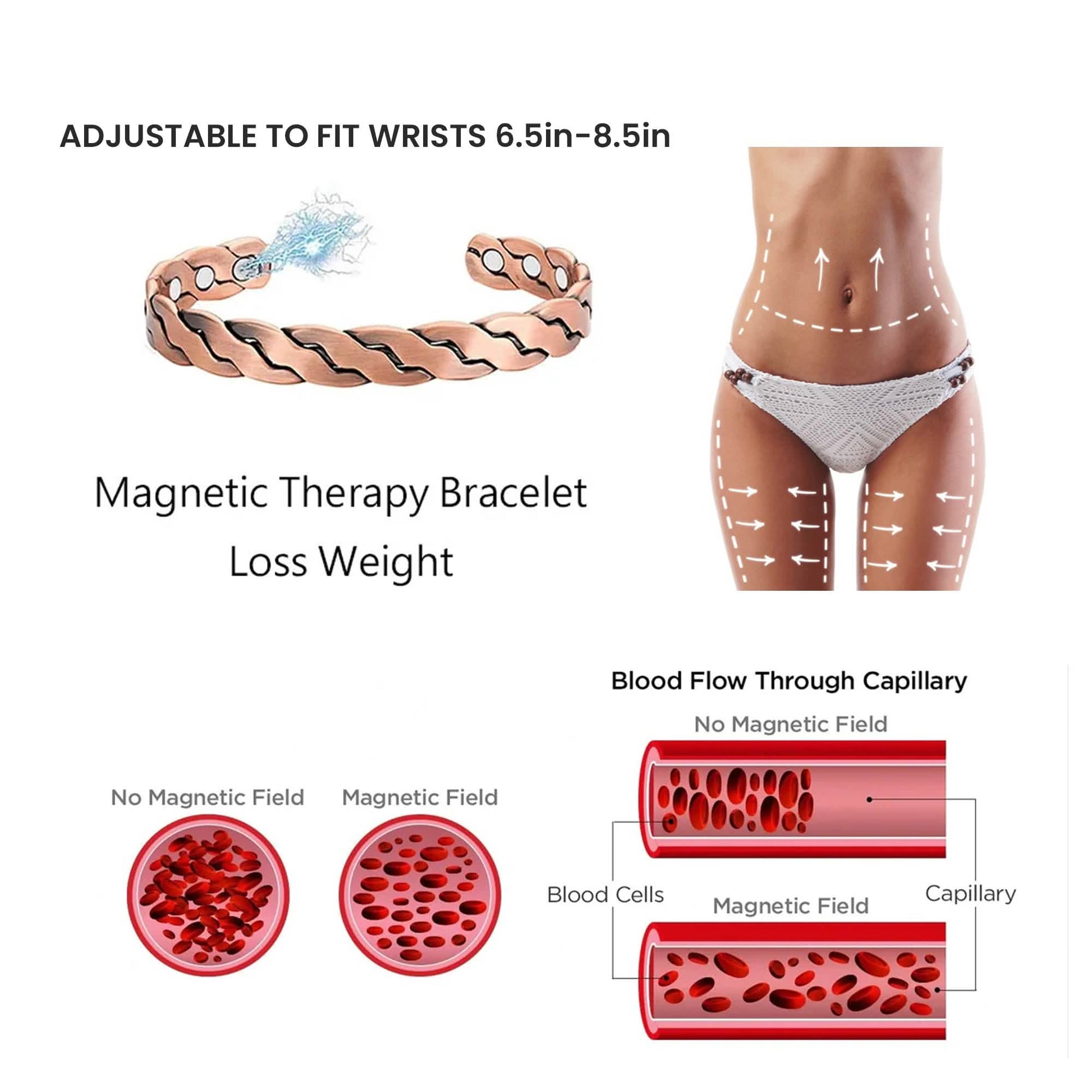 Adjustable Cuff Copper Magnetic Therapy Bracelet Bangle for Men and Women Twisted Design DailySale