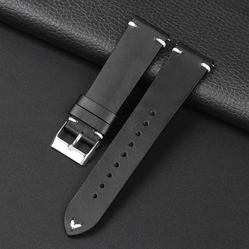 COROS Smartwatch Leather Band Quick Release Retro Oil Wax Calfskin 18/20/22mm BandsCo Straps