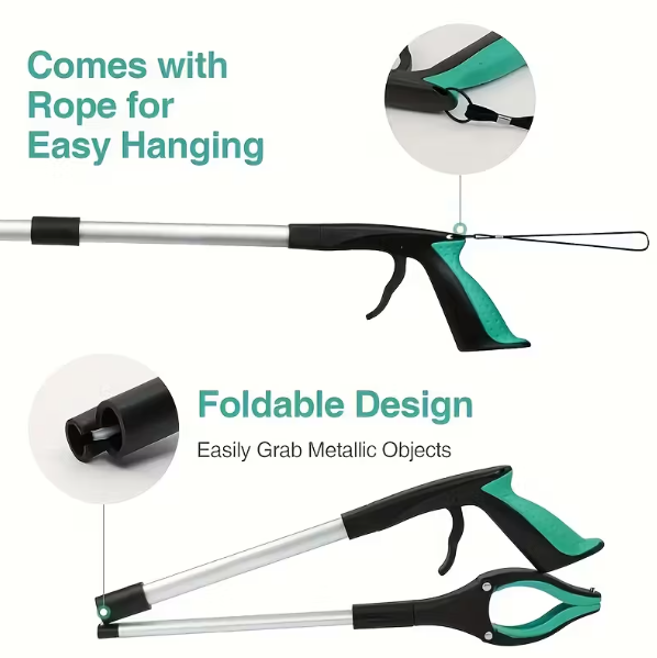 Heavy-Duty Steel Folding Trash Picker – 32" with Magnet & Anti-Slip Handle DailySale