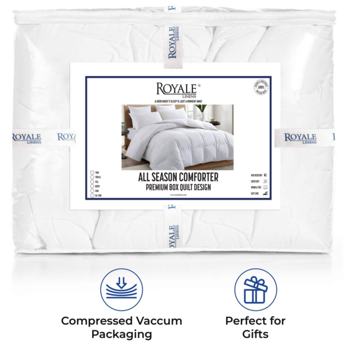 Royale All Season Down Alternative Bedding Lightweight Quilted Comforter with Corner Tabs DailySale