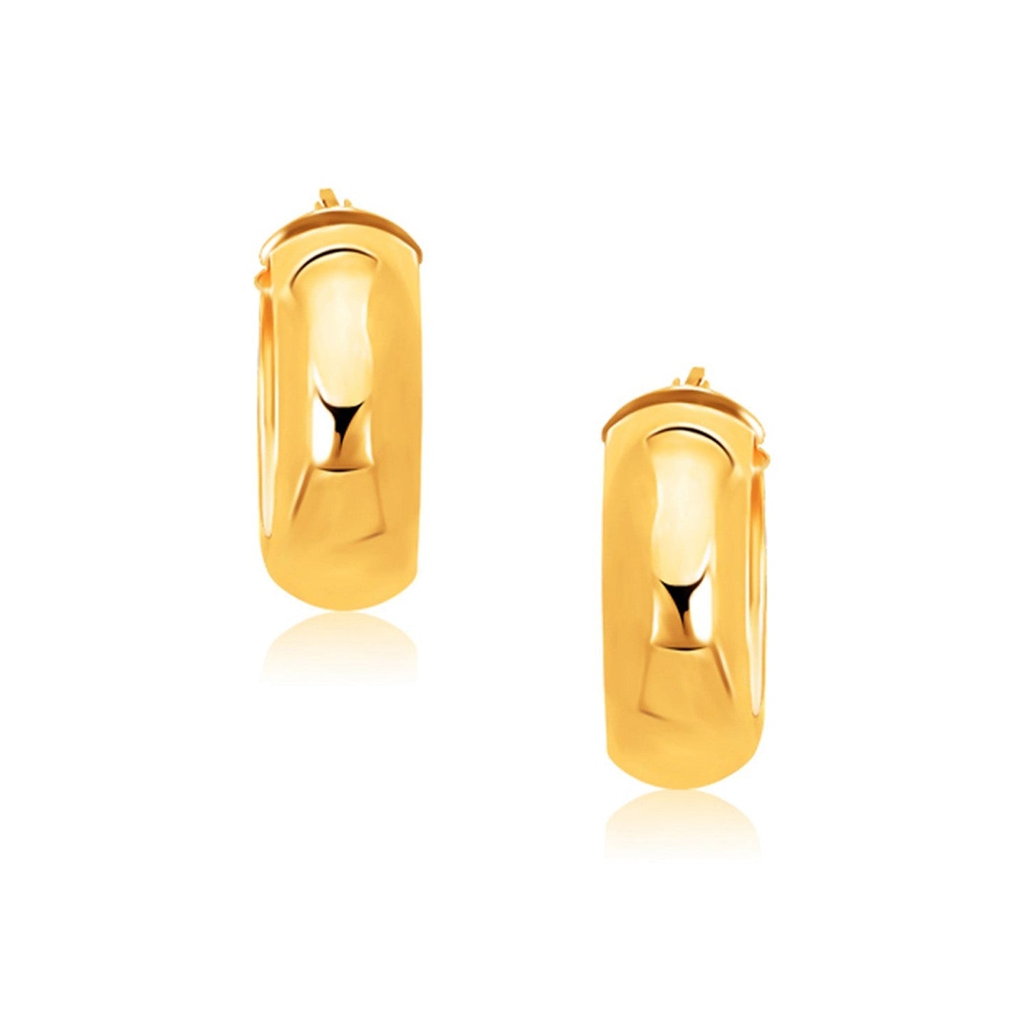 14k Yellow Gold Wide Medium Hoop Earrings with Snap Lock Bids.com