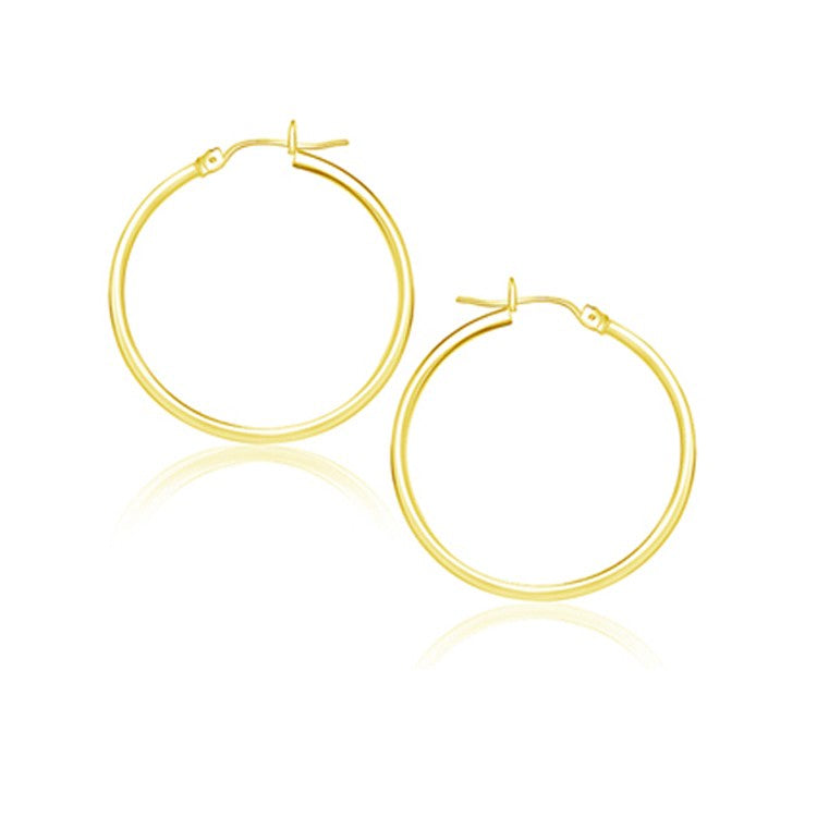 14k Yellow Gold Polished Hoop Earrings (25 mm) Bids.com