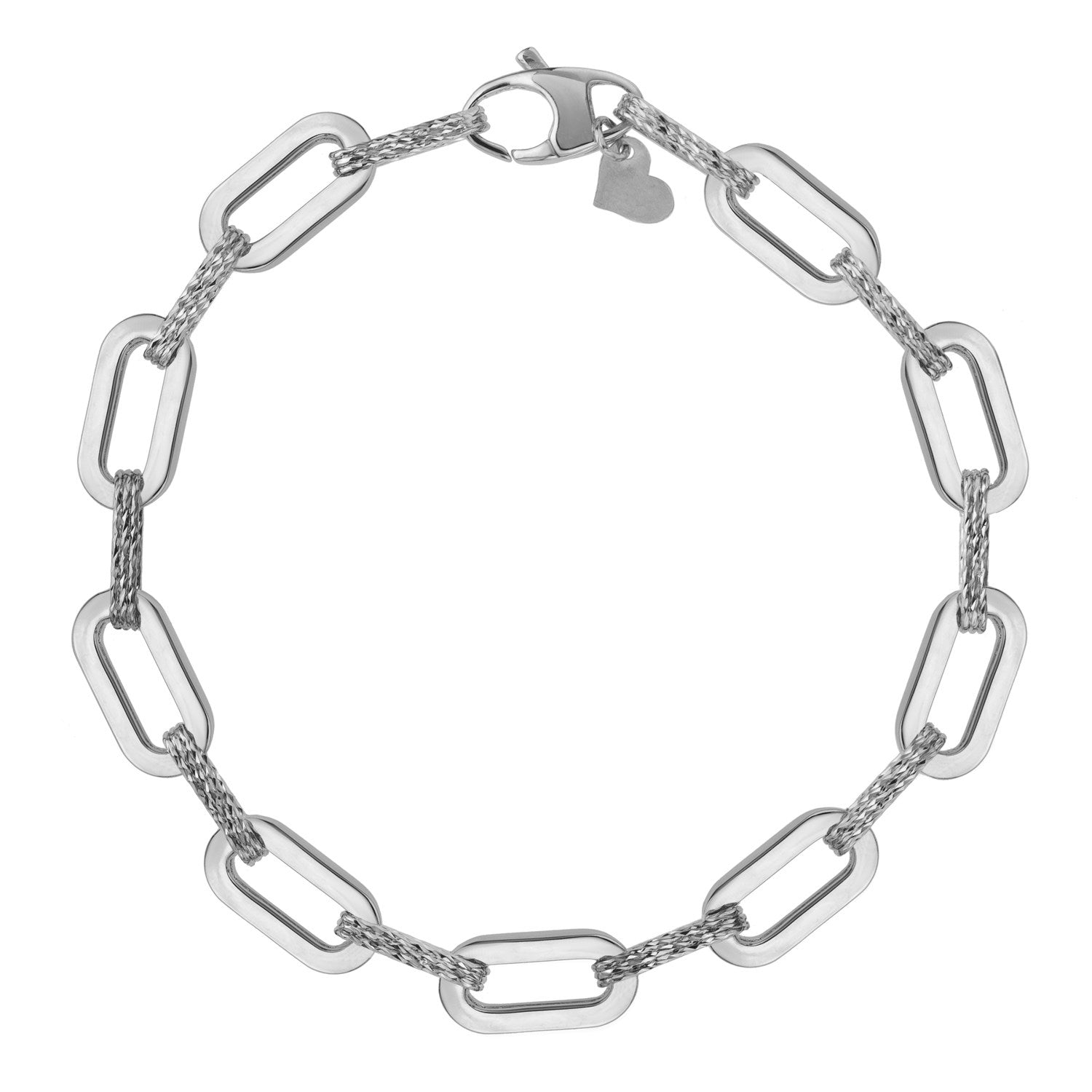 14k White Gold Diamante Paperclip Chain Bracelet (7.00 mm) Bids.com