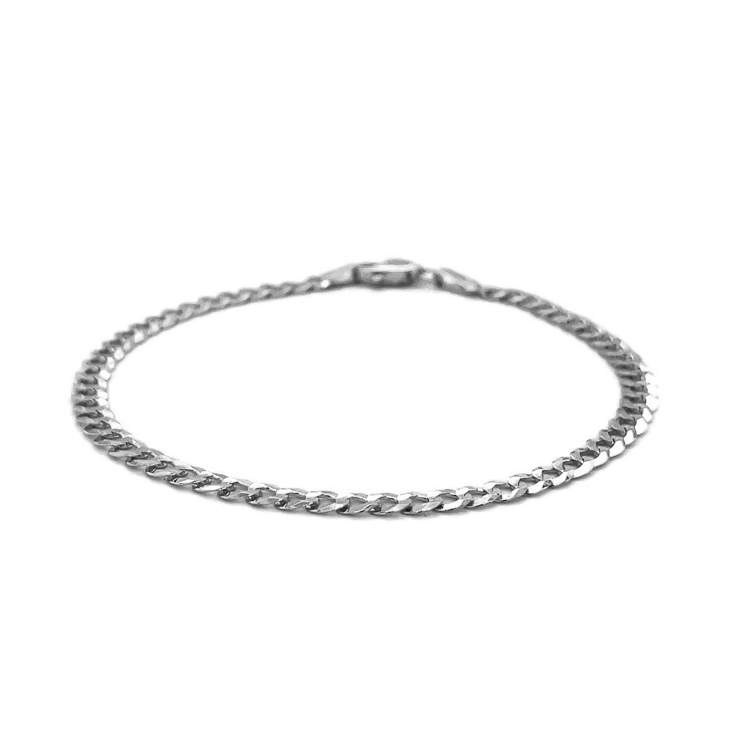 3.6mm 14k White Gold Solid Curb Bracelet Bids.com