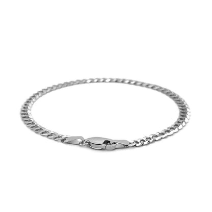 3.6mm 14k White Gold Solid Curb Bracelet Bids.com