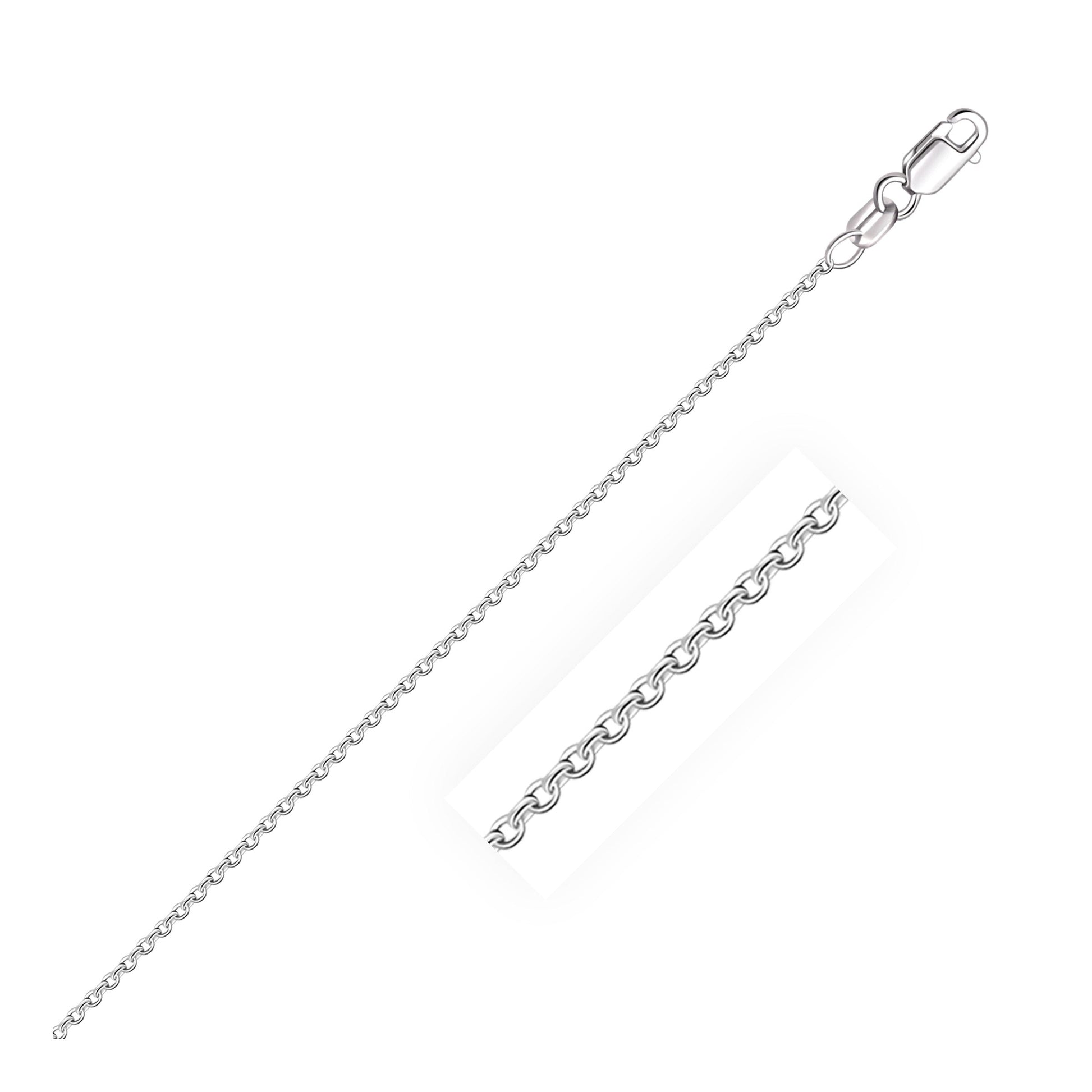 18k White Gold Round Cable Chain 1.5mm Bids.com