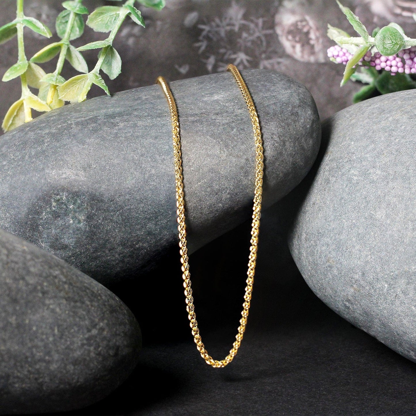 14k Yellow Gold Round Wheat Chain 1.5mm Bids.com