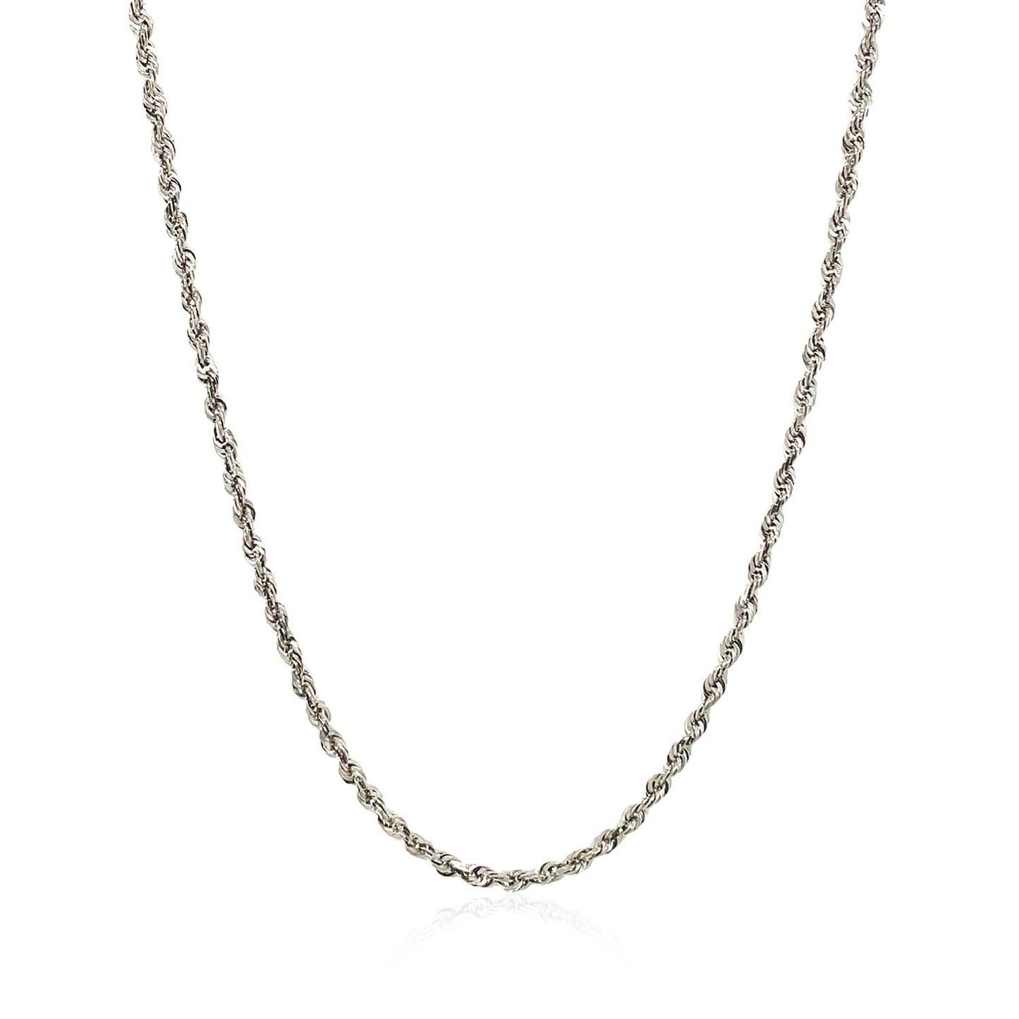 2.0mm 14k White Gold Solid Diamond Cut Rope Chain Bids.com