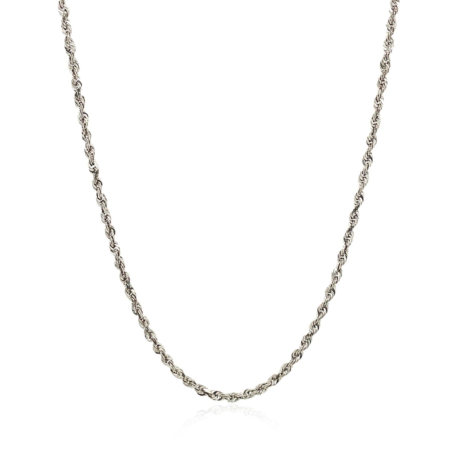 2.0mm 14k White Gold Solid Diamond Cut Rope Chain Bids.com