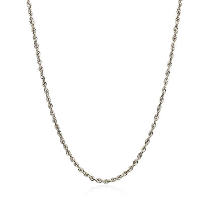 2.0mm 14k White Gold Solid Diamond Cut Rope Chain Bids.com