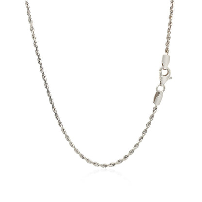2.0mm 14k White Gold Solid Diamond Cut Rope Chain Bids.com