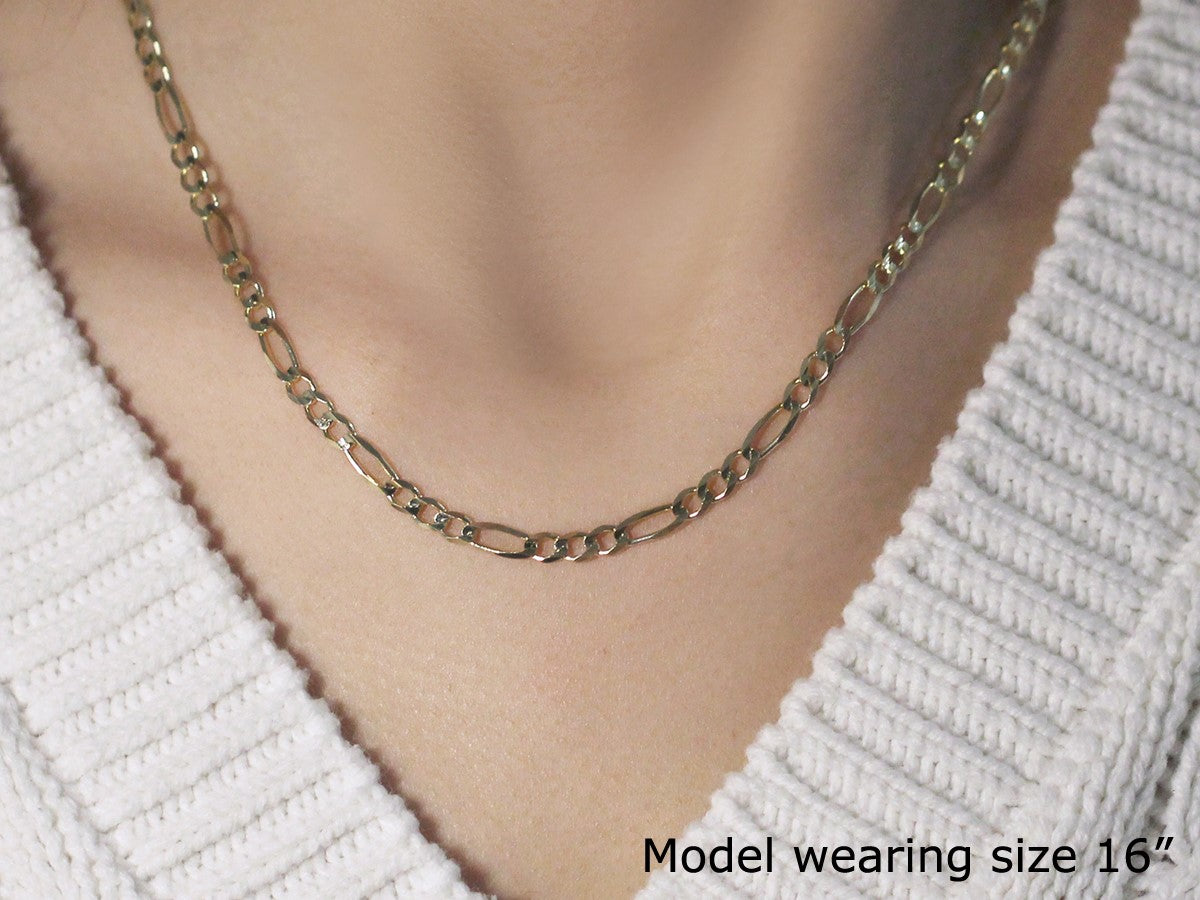 3.8mm 14k Yellow Gold Solid Figaro Chain Bids.com