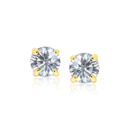 14k Yellow Gold 8.0mm Round CZ Stud Earrings Bids.com