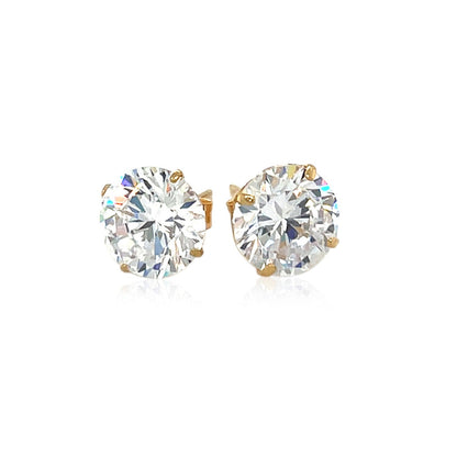 14k Yellow Gold 8.0mm Round CZ Stud Earrings Bids.com