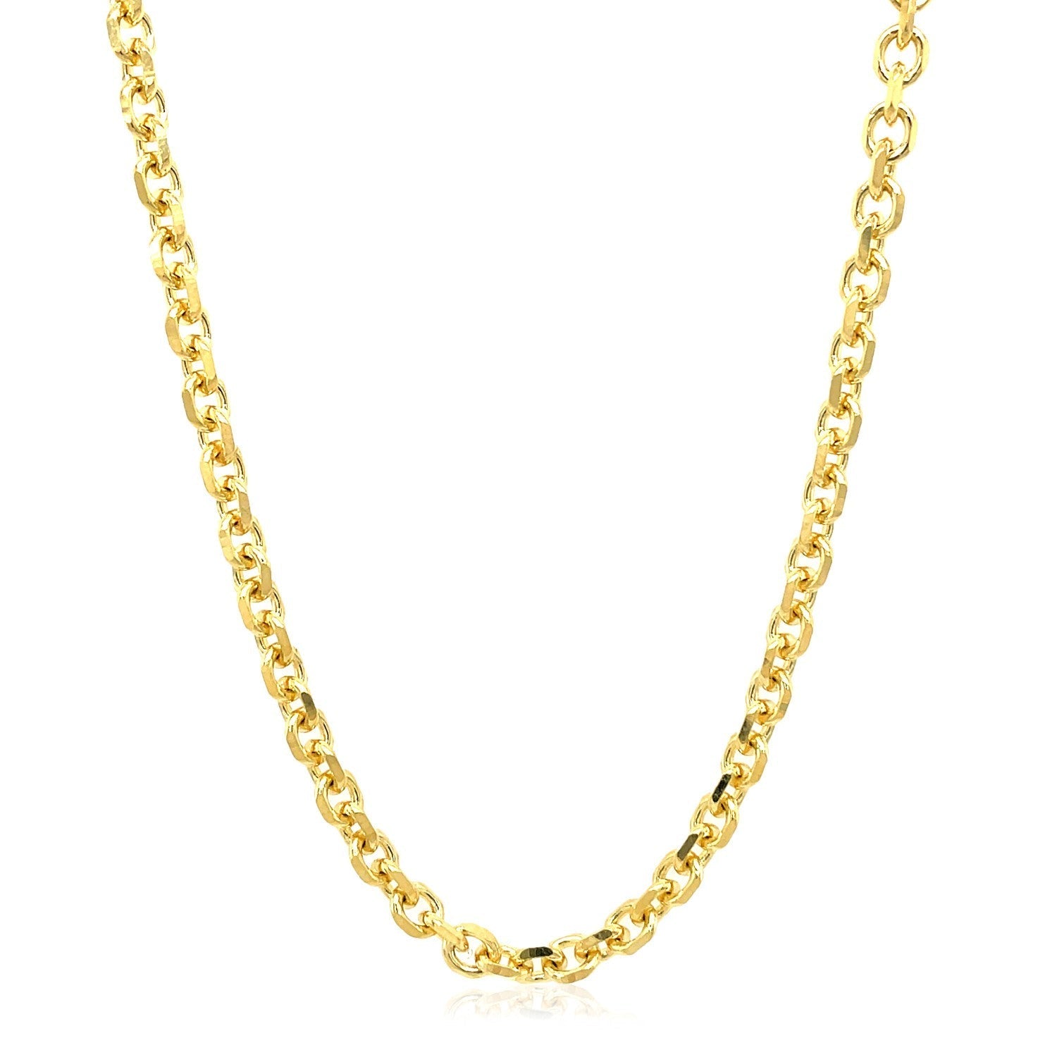 4.0mm 14k Yellow Gold Diamond Cut Cable Link Chain Bids.com