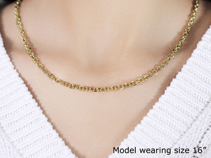 4.0mm 14k Yellow Gold Diamond Cut Cable Link Chain Bids.com