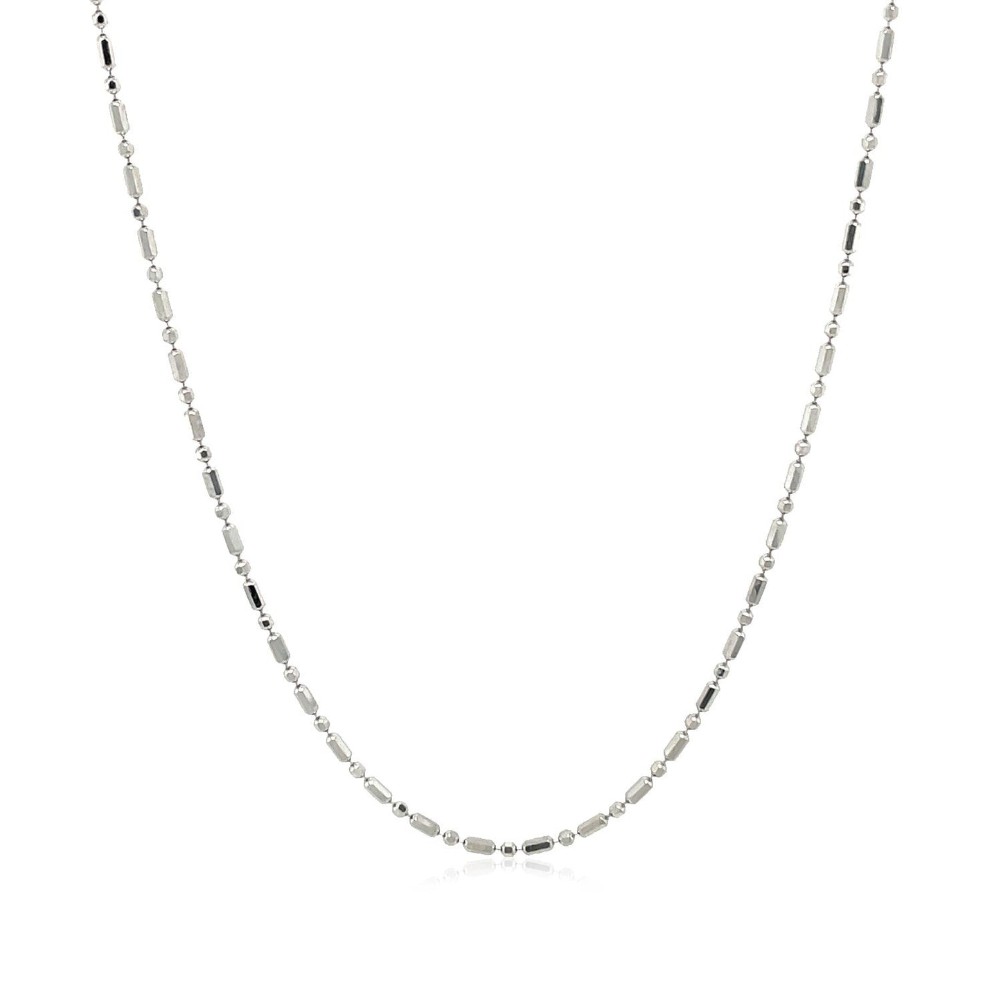14k White Gold Diamond-Cut Alternating Bead Chain 1.2mm Bids.com