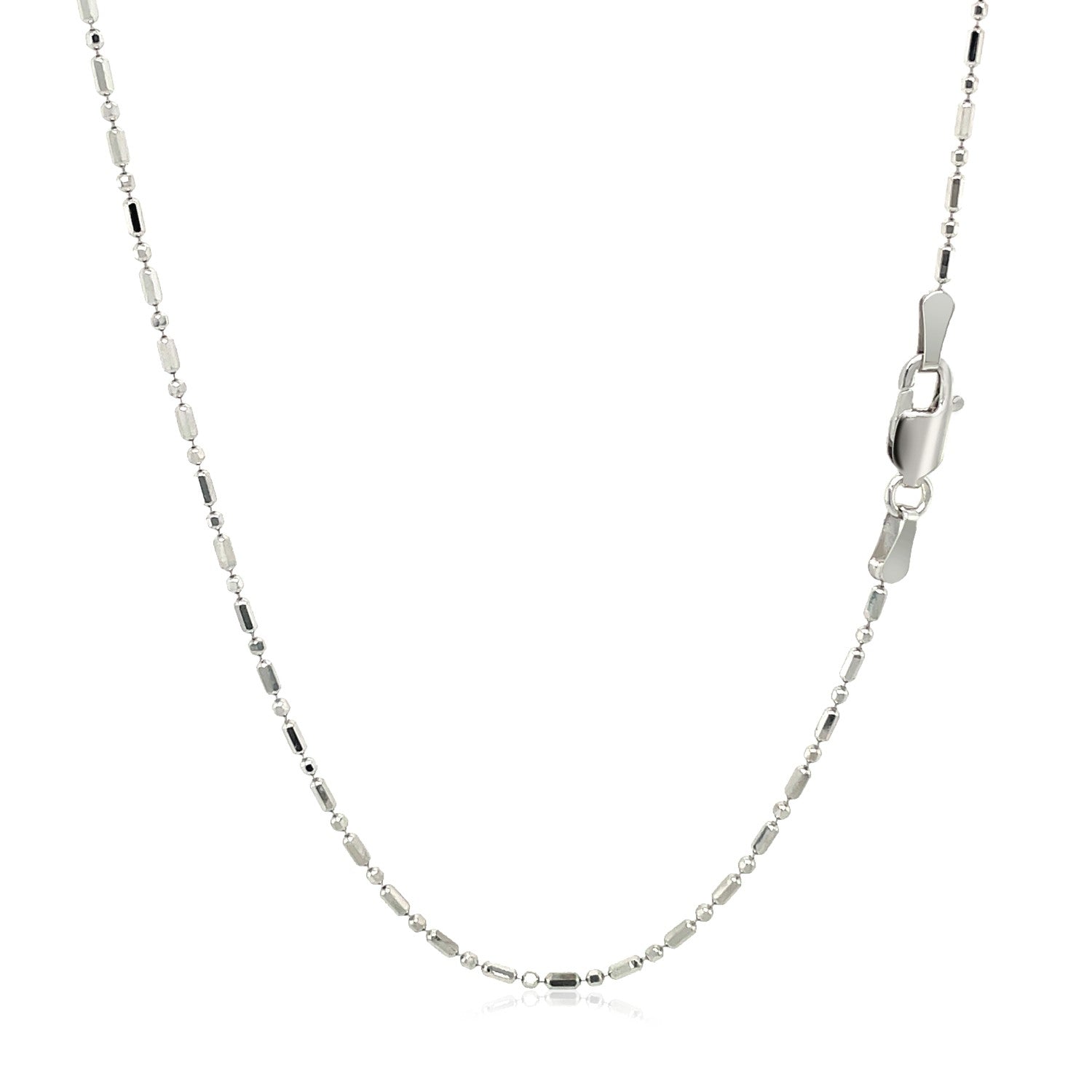 14k White Gold Diamond-Cut Alternating Bead Chain 1.2mm Bids.com