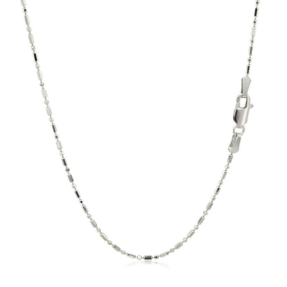 14k White Gold Diamond-Cut Alternating Bead Chain 1.2mm Bids.com