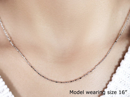 14k White Gold Diamond-Cut Alternating Bead Chain 1.2mm Bids.com