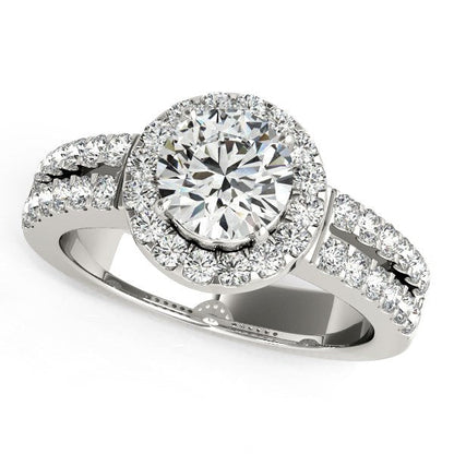 14k White Gold Halo Diamond Engagement Ring With Double Row Band (1 3/8 cttw) Bids.com