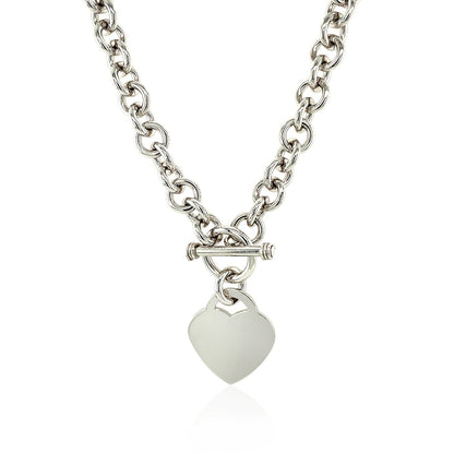 Sterling Silver Rolo Chain  with a Heart Toggle Charm and Rhodium Plating Bids.com