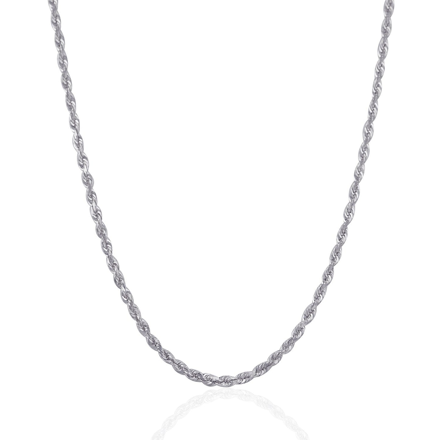 3.0mm 14k White Gold Solid Diamond Cut Rope Chain Bids.com