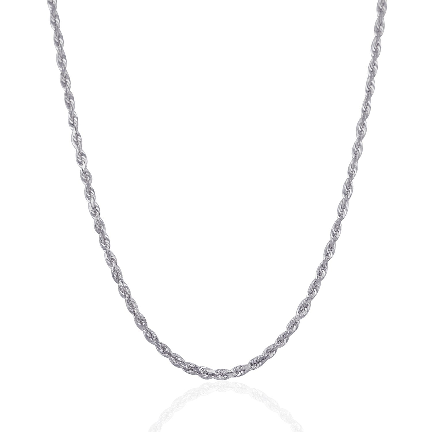 3.0mm 14k White Gold Solid Diamond Cut Rope Chain Bids.com