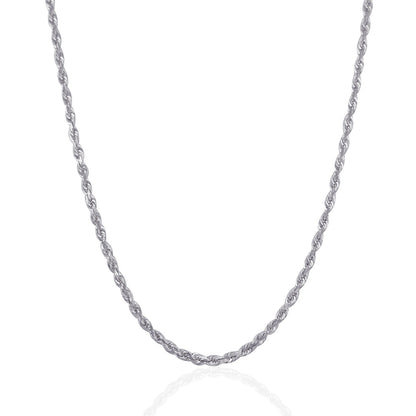 3.0mm 14k White Gold Solid Diamond Cut Rope Chain Bids.com