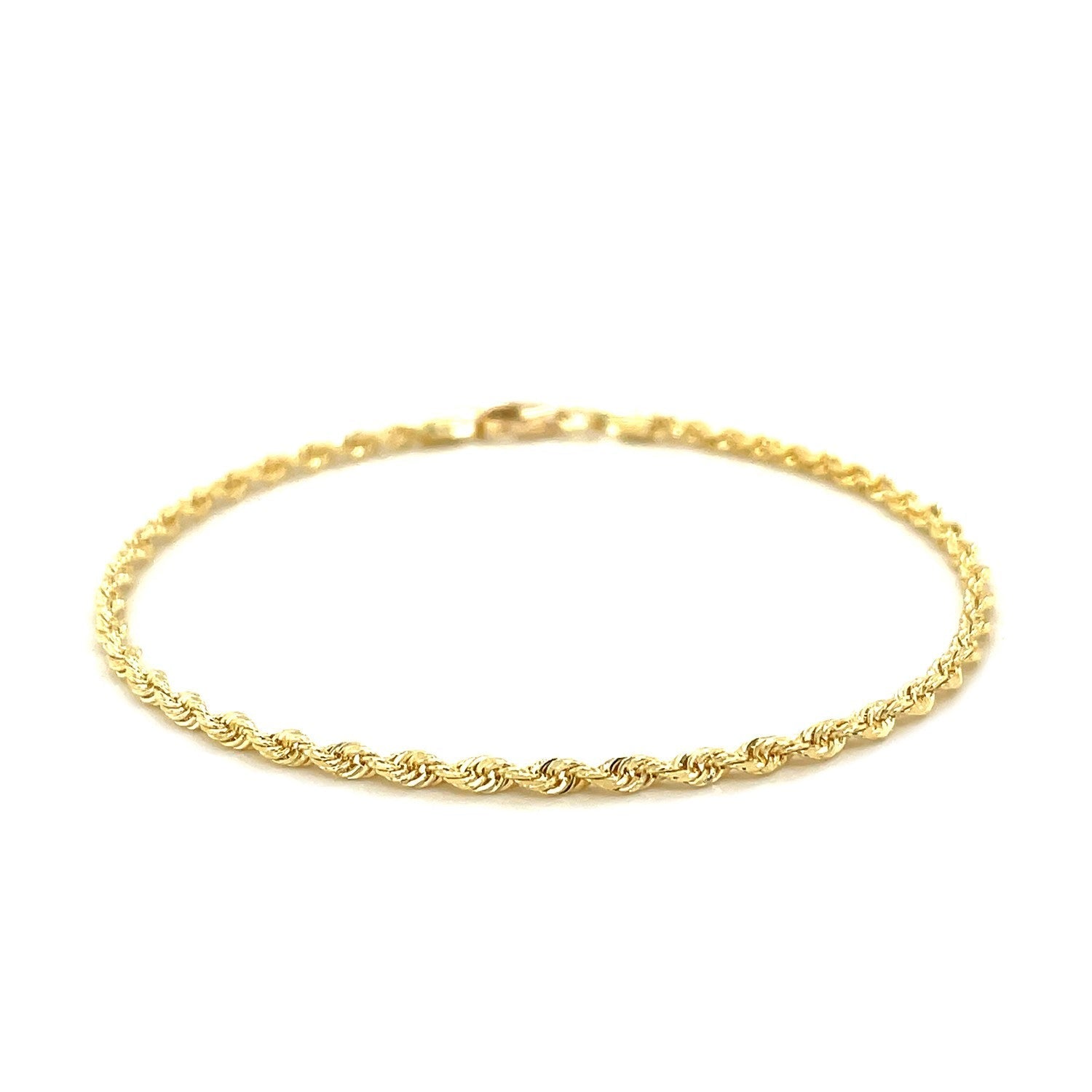 2.5mm 14k Yellow Gold Solid Diamond Cut Rope Bracelet Bids.com