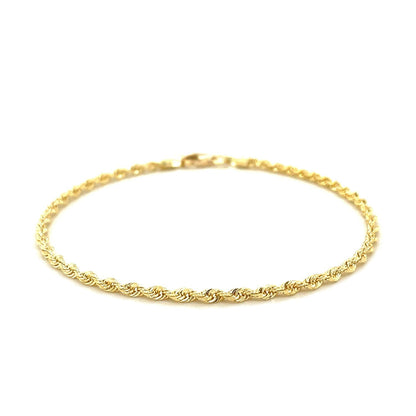 2.5mm 14k Yellow Gold Solid Diamond Cut Rope Bracelet Bids.com
