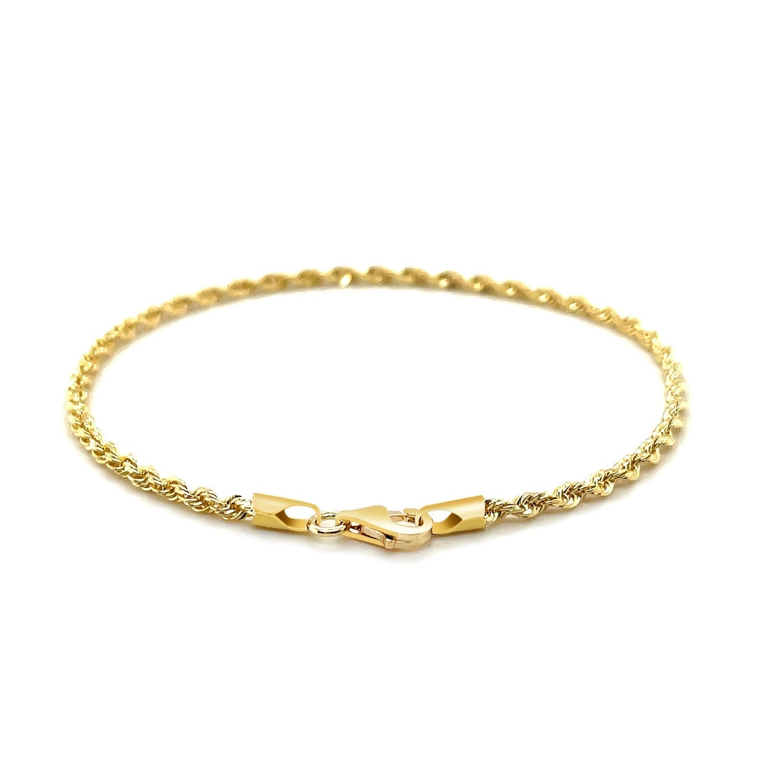 2.5mm 14k Yellow Gold Solid Diamond Cut Rope Bracelet Bids.com