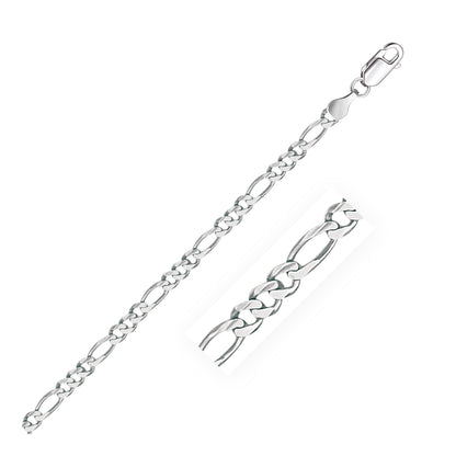 3.8mm 14k White Gold Solid Figaro Bracelet Bids.com