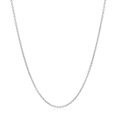 14k White Gold Round Cable Link Chain 1.2mm Bids.com