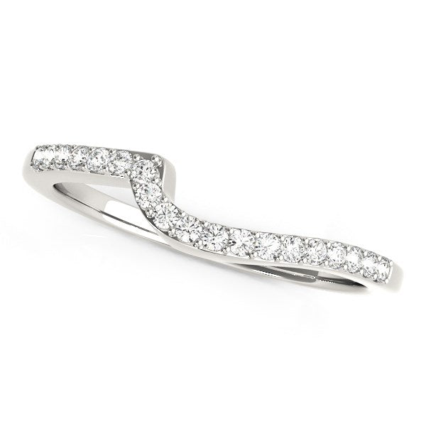 14k White Gold Curved Design Round Diamond Wedding Band (1/4 cttw) Bids.com