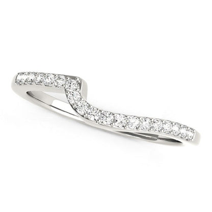 14k White Gold Curved Design Round Diamond Wedding Band (1/4 cttw) Bids.com